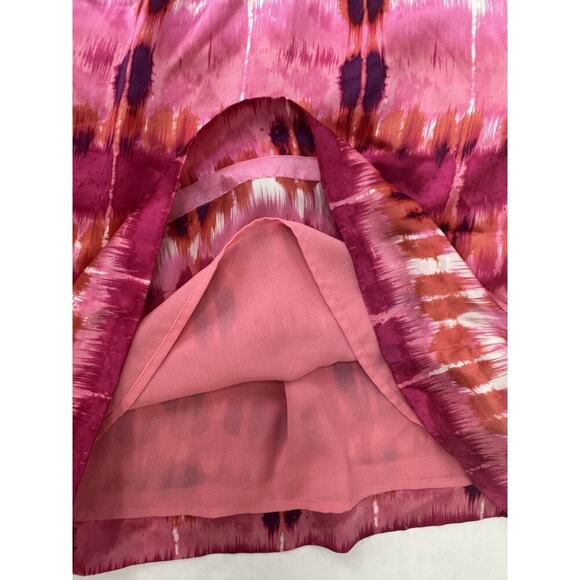 Twee Banana Republic Silk Twisted Shoulder Open Back Dress Pink Print Sheath 0 - Picture 10 of 12